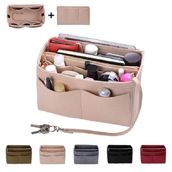 

Cosmetic Bags and Cases Felt Insert Bag Zipper Multi Pocket Handbag Purse Organizer Holder Makeup Travel Toiletry Necessaries