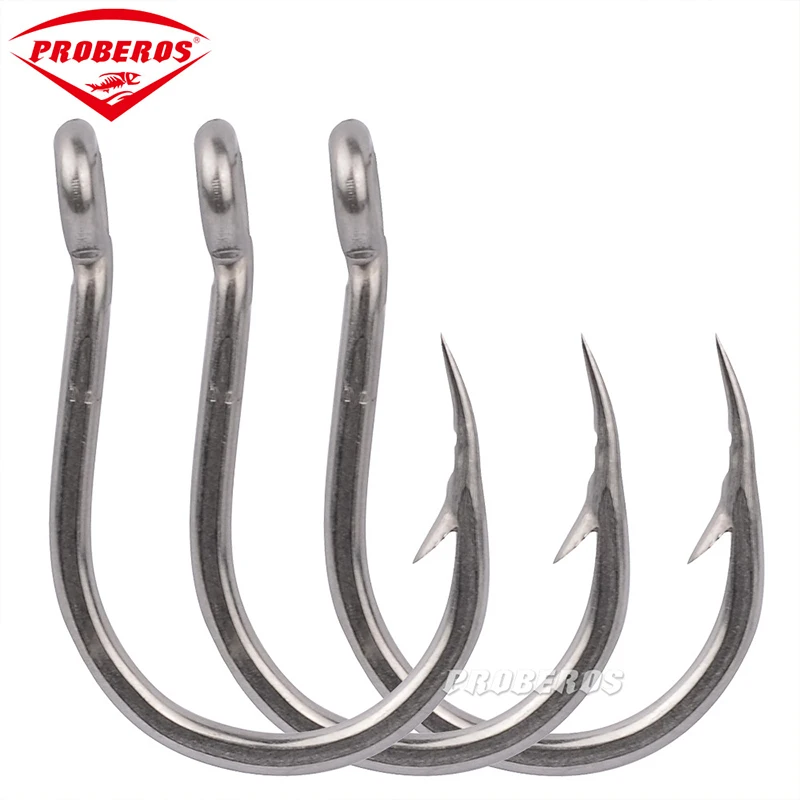 

PROBEROS 5Pcs Sea Fishing Hooks Fishhook Fly Jig Barbed Big Circle Carp Hook High Carbon Steel Bass Catfish Fish Hook Tackle