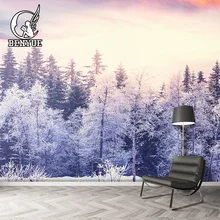 Пользовательские 3D росписи обоев вид лес в зимнее время настенная Фреска снег зрения обоев декора дома для Гостиная