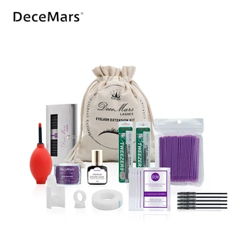 

DeceMars Individual Eyelash Extensions Kit Strip Graft Glue Lint-Free Under Patch Pad Tweezers Cleansing Lotion Tools Case Bag