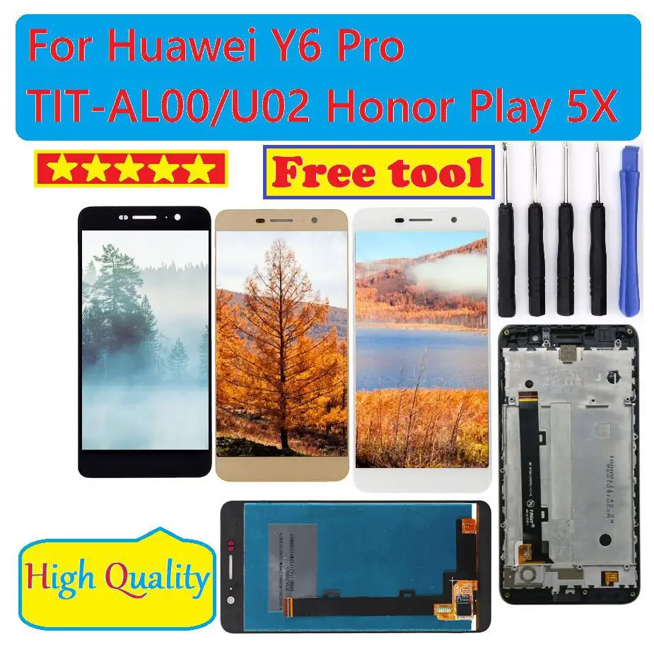 Для Huawei Y6 Pro ЖК дисплей Сенсорный экран для Дисплей планшета Запчасти авто TIT U02 AL00