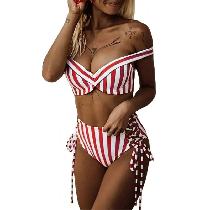 

High Waist Hawaii Sexy Swimsuit Women Striped Bikini set Two Piece Swimsuit Beach Swimwear swimming suit for women Bathing suit