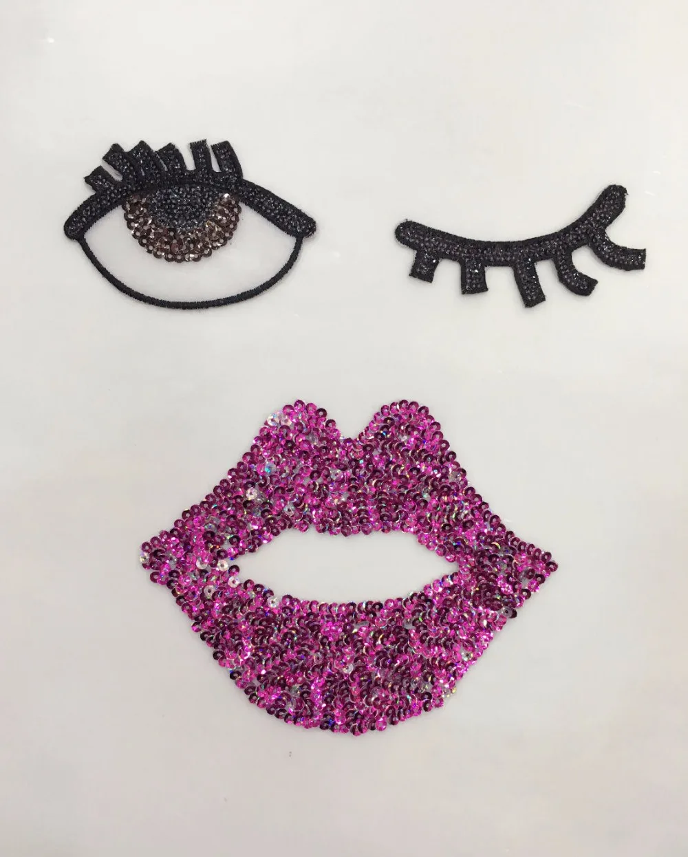 

1SET Sequins applique patch fashion eyes and lip vintage embroidery applique T-shirt decoration patches clothing accessories