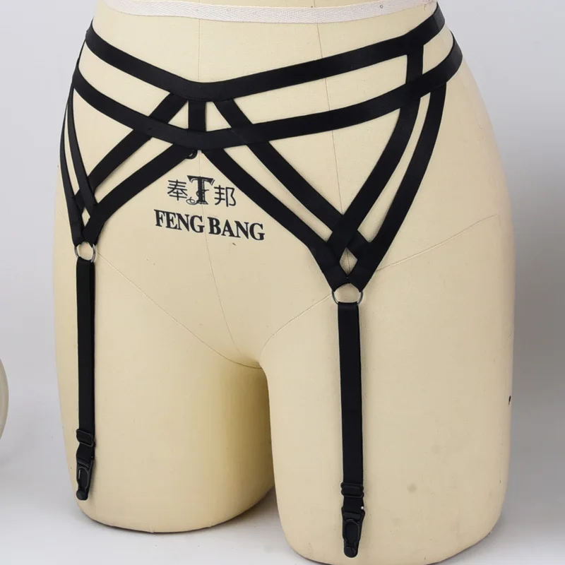 Harness Garter Belt Red Elastic Goth Lingerie Cage Suspender Belt Bondage Harness Sexy Wedding Garter Fetish Leg Stockings Belt