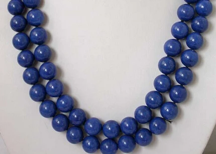 

FREE SHIPPING>>>@@ > new9 2strands 14mm round lapis lazuli Necklace lapis clasp