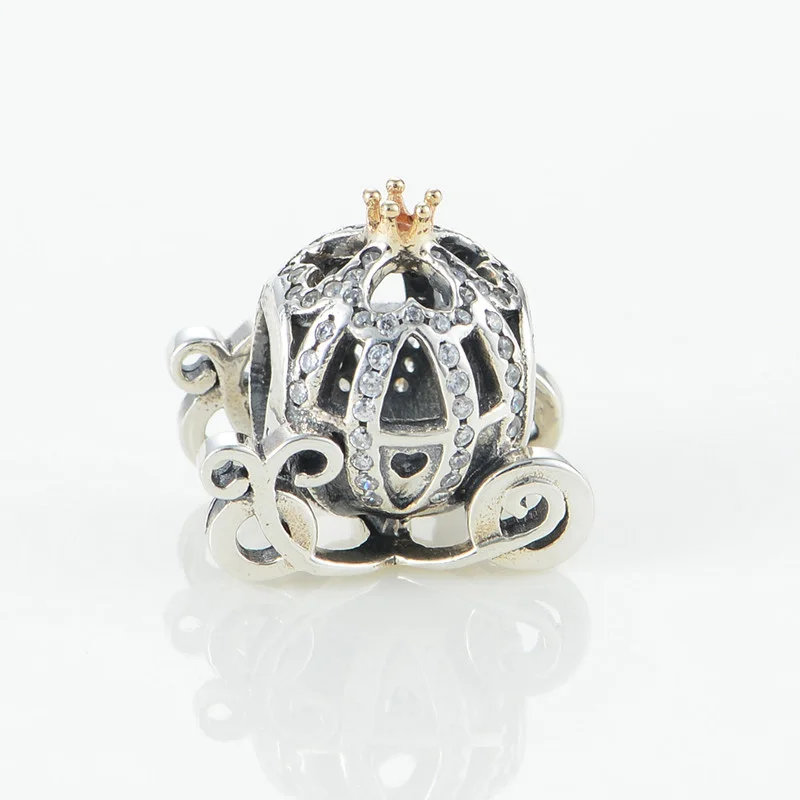 

14K Gold Crown Princess Pumpkin Car Crystal Beads for Jewelry Making Fit Charms Bracelets Fairytale Charm Silver 925 DIY Jewelry