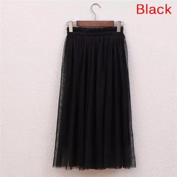 

Elastic Waist Skirts Women 2018 Summer Casual High Waist Long Skirt Womens Casual Voile Mesh Skirt
