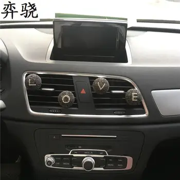 

Beautiful black Ball Lady Decorative perfume Clip car air freshener Rhinestone car Perfume English alphabet combination styling