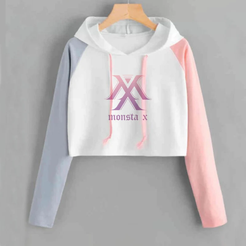  Kpop Monsta X crop Hoodies sweatshirts Women Harajuku Sweatshirt K-pop Wonho YOOKIHYUN I.M jooheon 