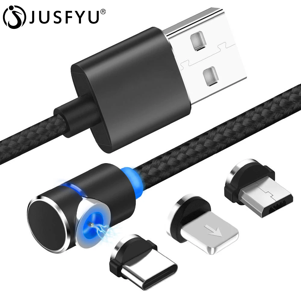 L نوع 360 LED المغناطيسي كابل شحن ل فون XR XS ماكس X 8 7 6 زائد الهاتف المحمول المغناطيس شاحن المصغّر usb كابل نوع C سلك