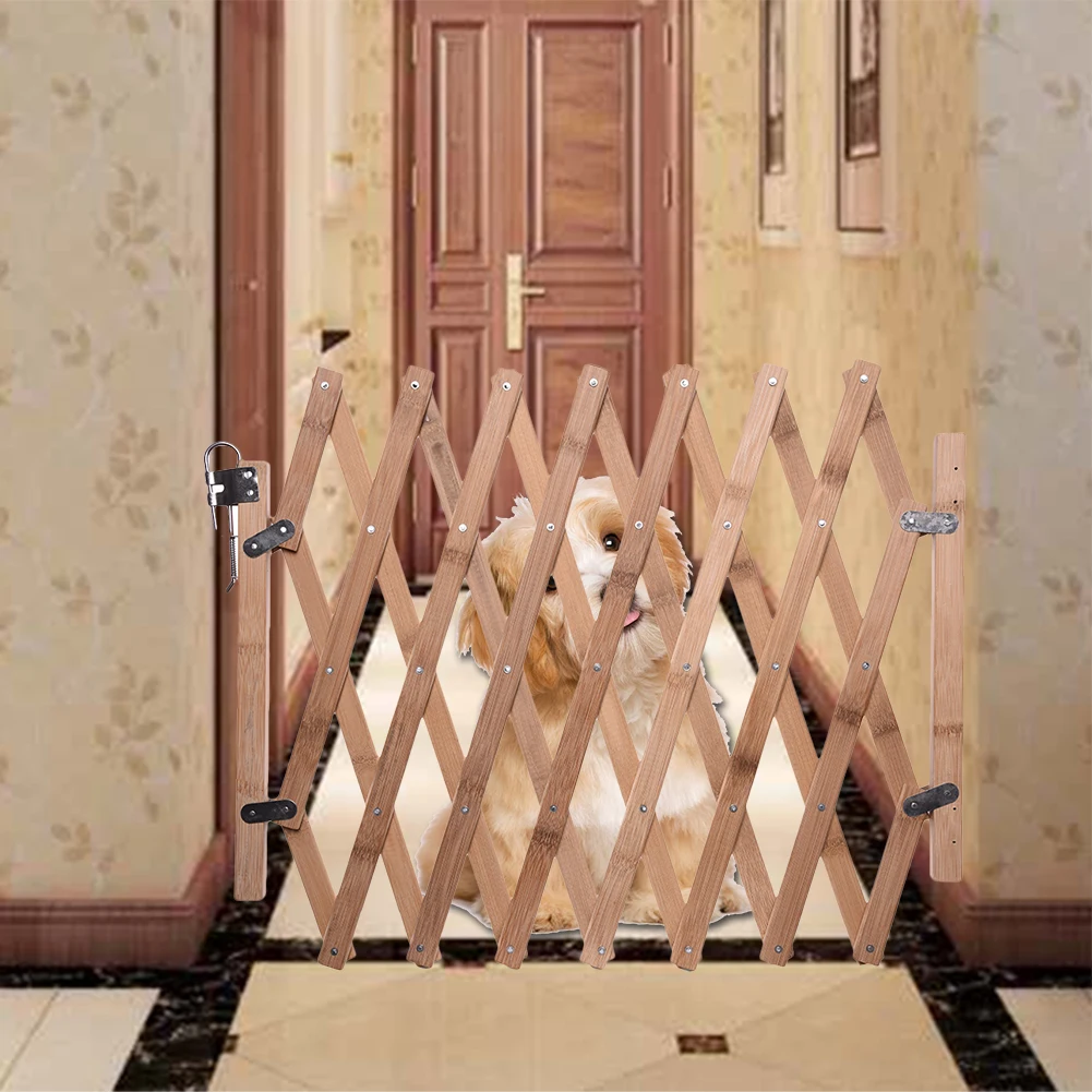 Защитные растягивающиеся ворота для собак, забор для питомцев, деревянный забор, выдвижные ворота для безопасности детей, регулируемые принадлежности для собак, раздвижные двери
