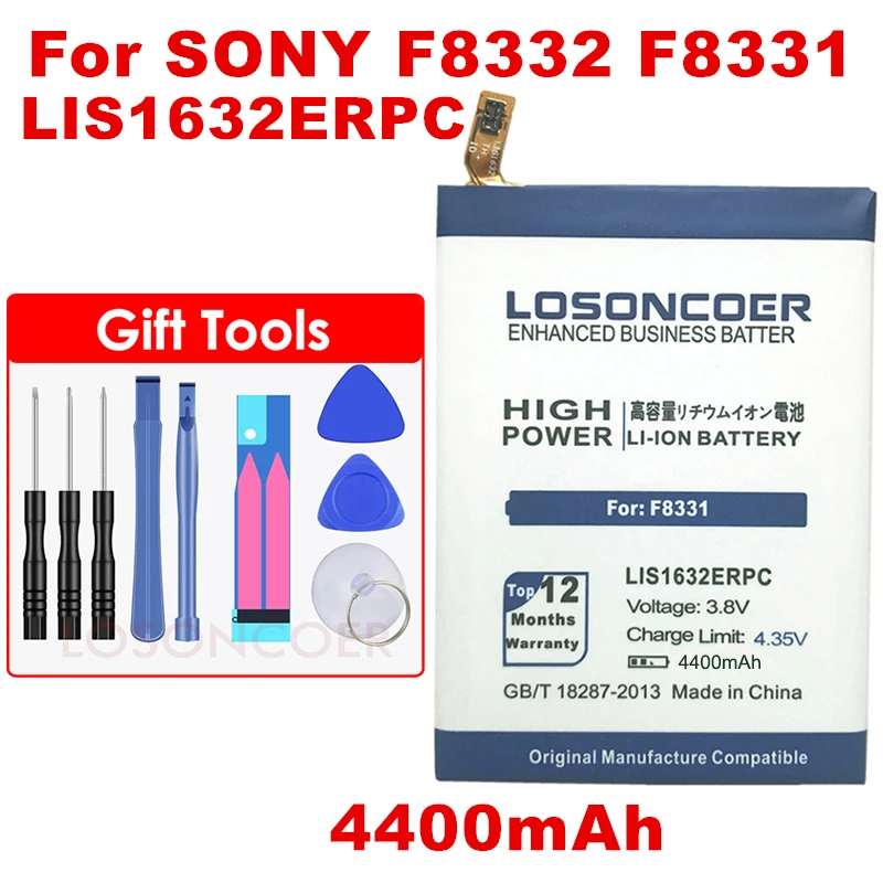 

LOSONCOER 4400mAh LIS1632ERPC Battery for Sony Xperia Dual Sim F8332 XZ XZs F8331 Battery+Free tools