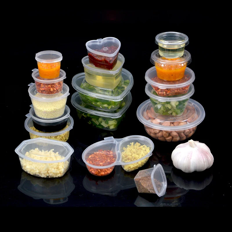 

20pcs 30ml 45ml Disposable Clear Plastic Sauce Chutney Cups Slime Storage Container Box With Lids Kitchen Organizer