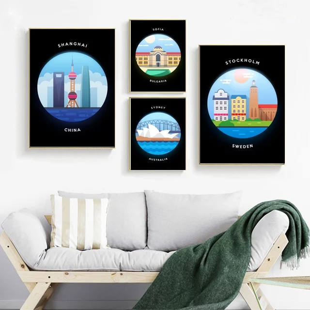 

Sofia Stockholm Sydney Tokyo Toronto City Tourism Landscape Map Art Canvas Poster Home Decor