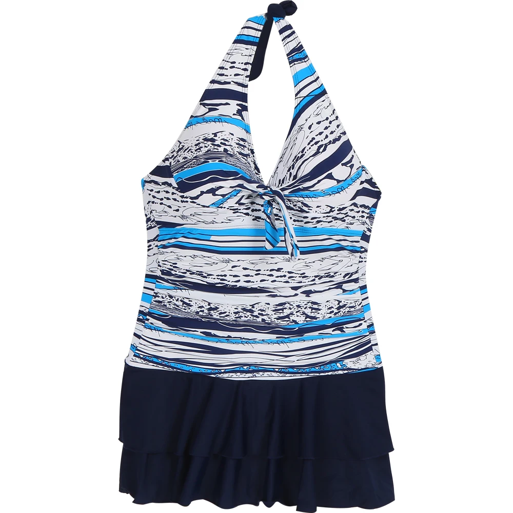 one piece women swimwear sexy sling halter deep v striped printed large size bathing swimsuit