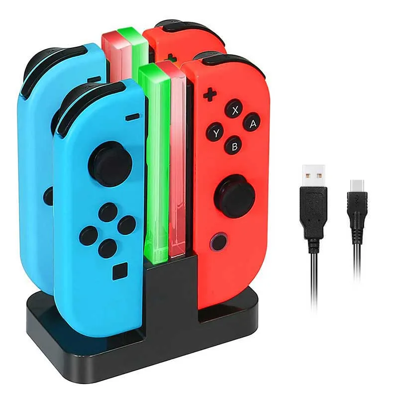 

4 in 1 LED Charging Dock Station Stand Charger Cradle For Nintendo Switch NS 4 Joy-Con Controllers Accessories