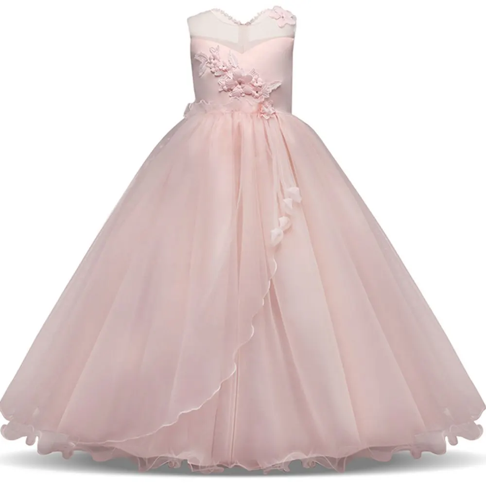 

Girl Princess Dresses Lace Flower Bridesmaid Wedding Dress Elegant Gown Tulle Tutu Dresses 6 7 9 11 13 15 Years