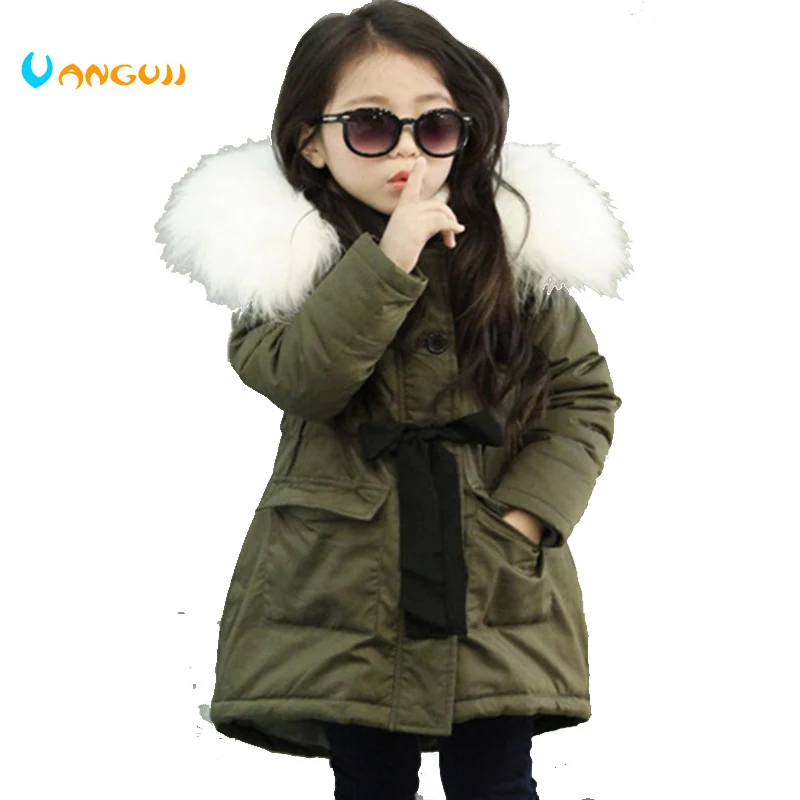  Korean Brand Girls Coats And Jackets Kids Faux Fur Collar Coat For Baby Girl Children Winter Outwea