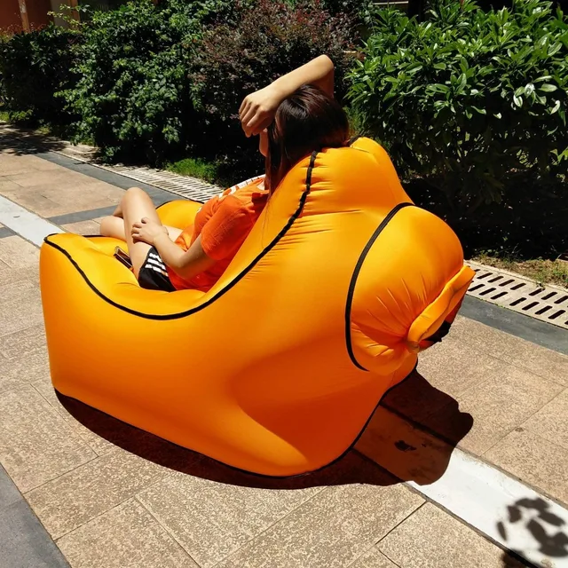 No Pump Needed Outdoor Fast Inflatable Air Chair Lounger Hangout Portable Lightweight Camping Beach Wind Bag Air Sofa Couch