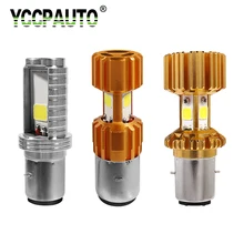 YCCPAUTO 1 pièces BA20D LED phare de Moto H6 LED Moto ampoules pour Moto Scooter ATV COB phare antibrouillard 6000K 12-30V(China)