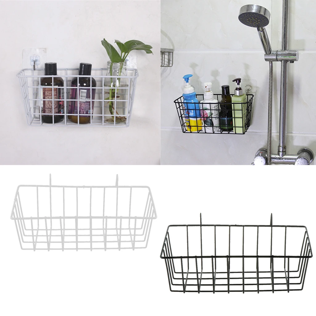 

2Pieces Black Grid Basket Wire Wall Basket with Hanging Hook, Wall-mounted Organizer for Grid Panel, Wire Storage Shelf Rack