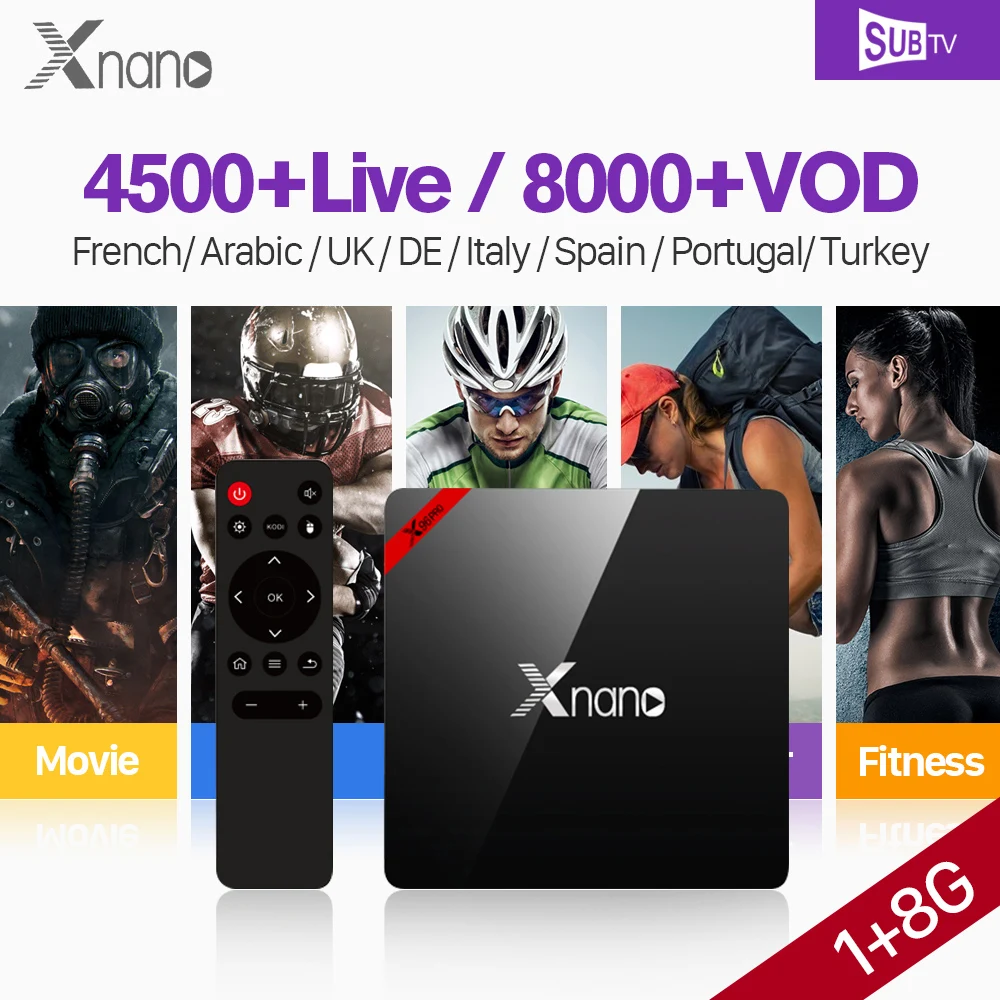 

Full HD French IPTV Subscription Europe Arabic Portugal Canada Albania France IPTV SUBTV Code XNANO Android 6.0 Smart IP TV Box