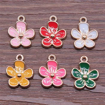 

WYSIWYG 5pcs 6 Colors 16x13mm Enamel Flower Charm For Jewelry Making Jewelry Accessories Daisy Flower Pendant Charms
