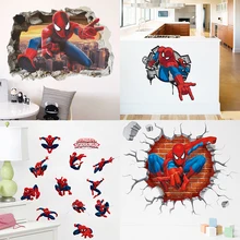 Best Offers Disney Marvel Spiderman Super Hero Wall Stickers Kids Room Decor Avengers Home Bedroom Cartoon Movie Mural Wall Art Posters