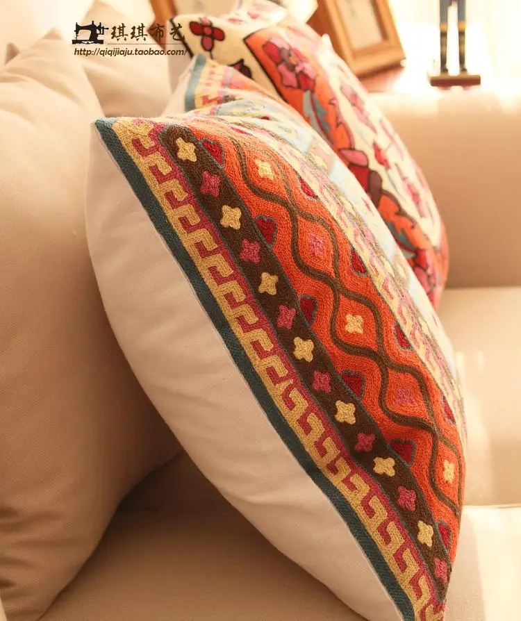 Geometric Embroidered Cushion Cover Home Decorative Pillows Case Embroidery pillowcases Embroidered Throw Pillows For Sofa
