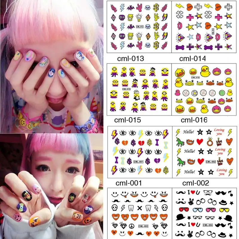 10 sheets nail stickers for more than 300 PCs, 9*7 cm Cartoon Pattern