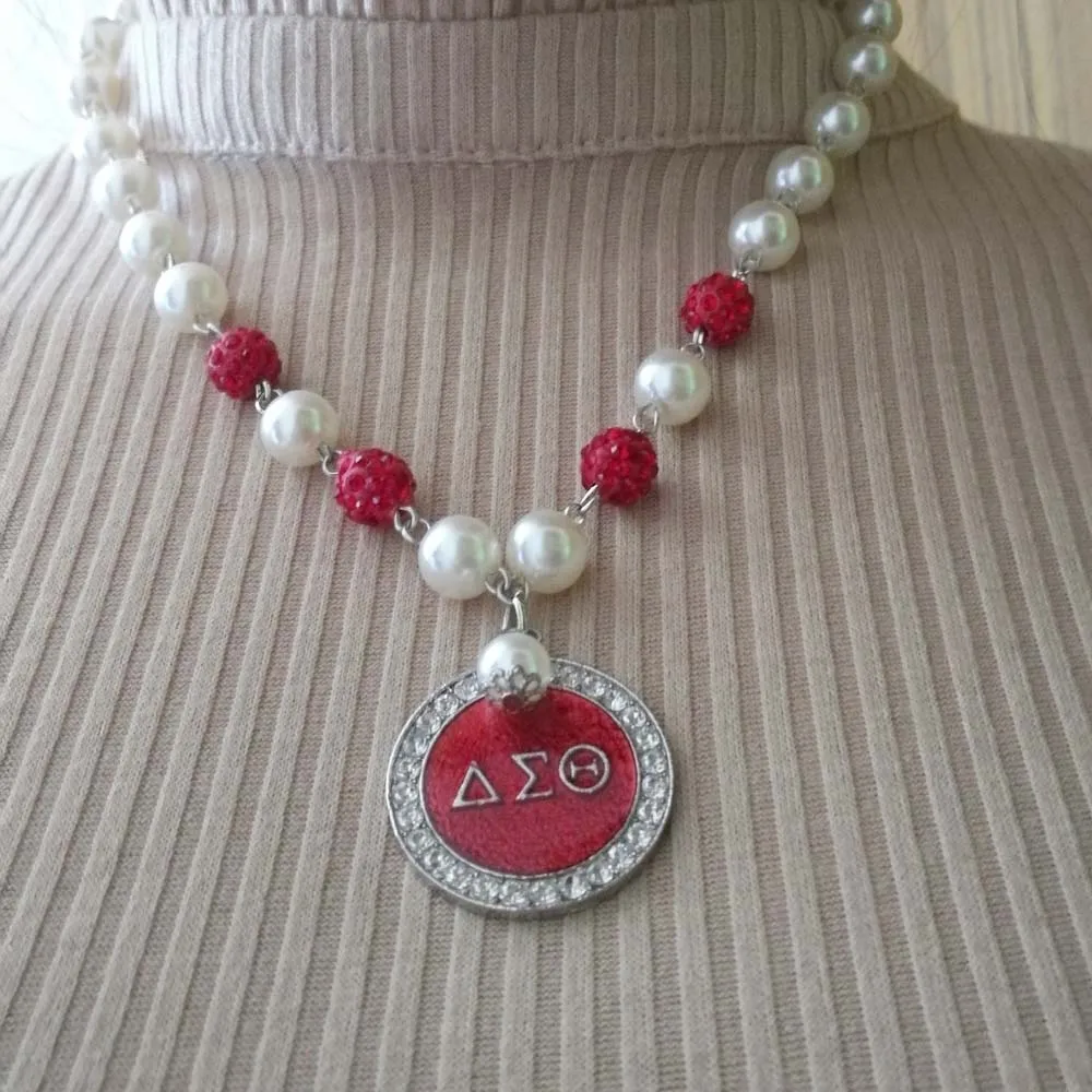 

Greek AEO Delta Sigma Theta DST Pearl Necklace