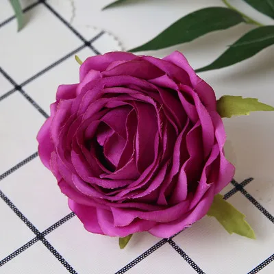 30 шт./лот искусственный Шелковый цветок розы голова дома дисплей цветочный головной убор костюм искусственный цветок для свадьбы Вечерние фотографии DIY реквизит - Цвет: purple