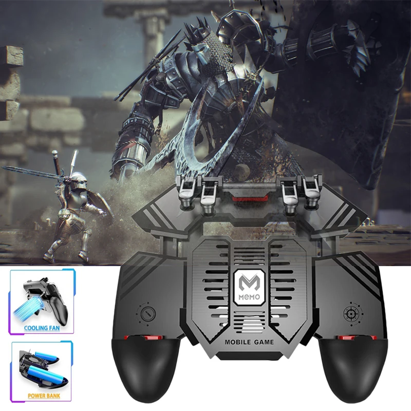 

PUBG Mobile Game Controller with Cooling Fan Powerbank Charging Free Fire Key Button Joystick Gamepads L1 R1 Trigger for games