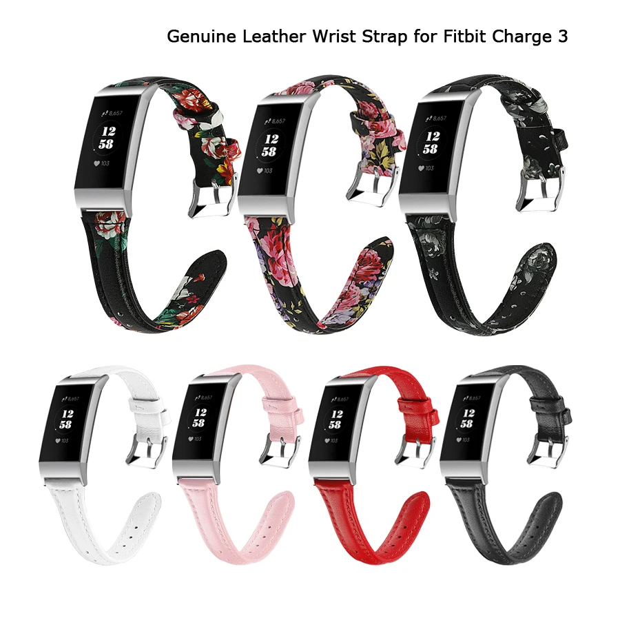 For Fitbit Charge 4 Strap Replacement Genuine Leather Bracelet Bands