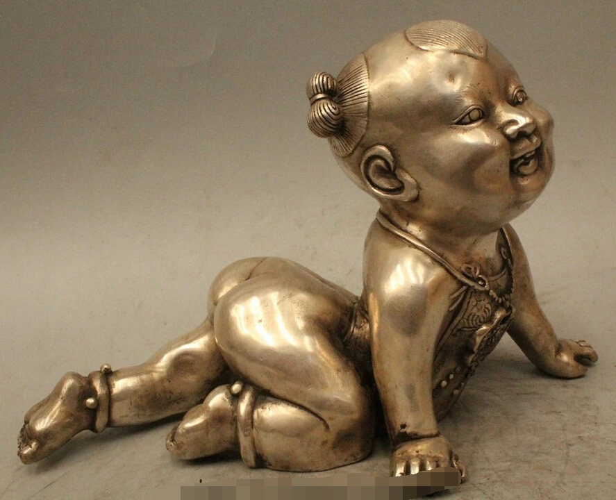 

Details about 7" China Chinese Folk Feng Shui Silver Lucky creep Tong Zi Boy Statue R0715 Discount 35%