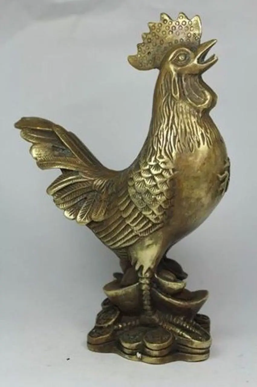 zhmui88002841016++Chinese Bronze copper Zodiac Year Cock Rooster Chicken Animal Wealth Statue | Дом и сад