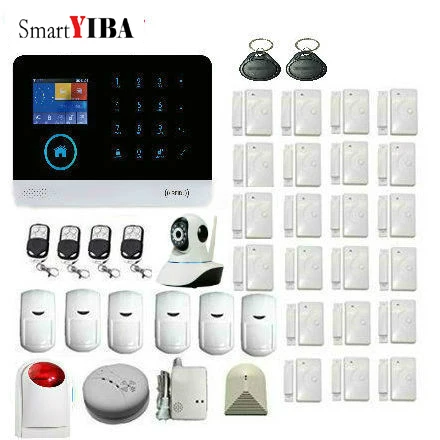 

SmartYIBA WIFI HOME SECURITY SYSTEMS Kit Burglar Home Alarm Fire Smoke PIR Sire Wireless GSM ALARM SAFETY SYSTEM FOR HOME GUARD