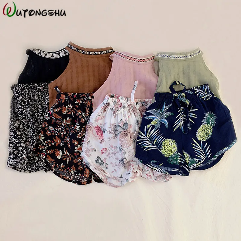 

Summer Fashion Baby Girl Clothes Sets Flowers T-shirt+ Pants Toddler Girls Party Clothing Sets Kids Summer Suit For 9M-5 Years