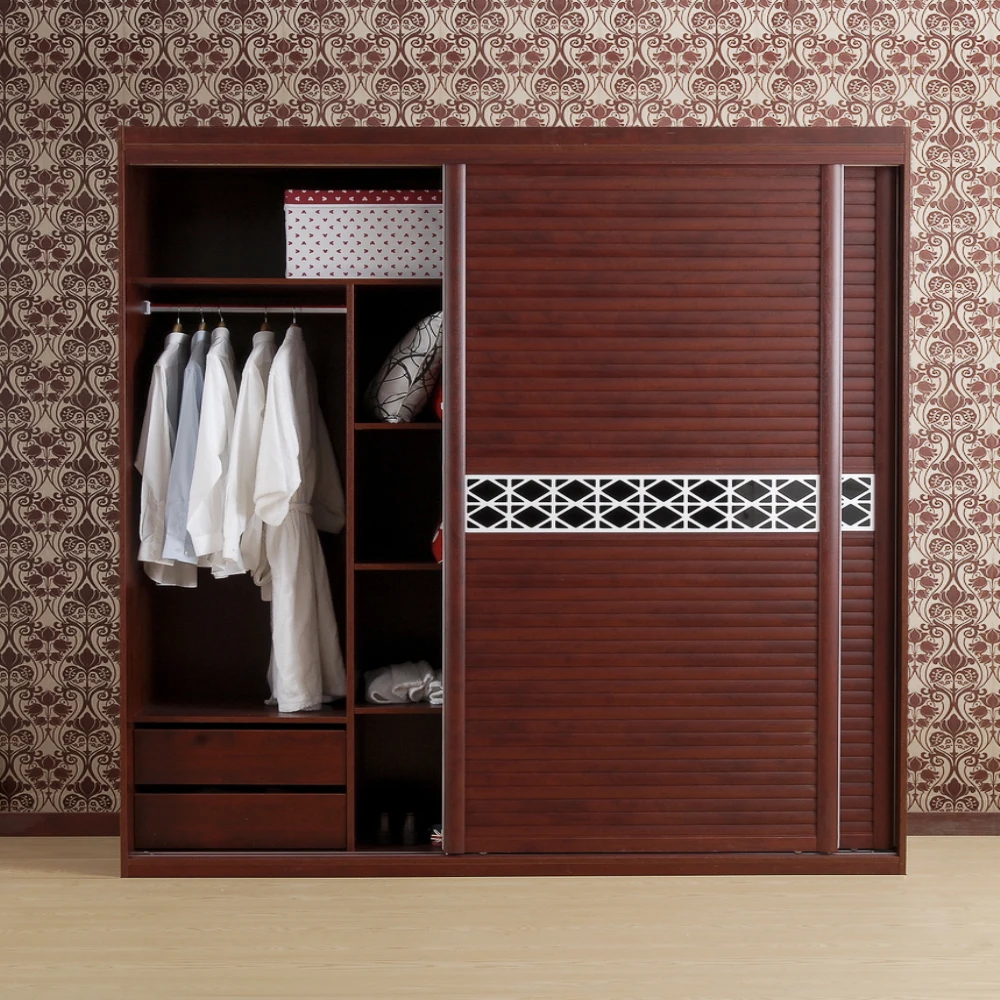 Modern Luxury Burgundy Furniture Bedroom Sliding Door Wardrobe