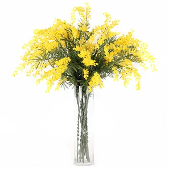

INDIGO 15PCS Australia Acacia Yellow Mimosa Cherry Spray Flower Artificial Flower Wedding Flower Party Event Interior Trim