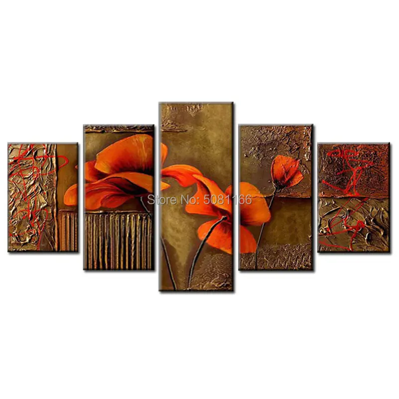 

Hand made abstract oil painting on canvas dark brown wall art modular painting large group picture for living room decor artwork