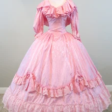 Розовое платье с оборками Civil war костюм в стиле «Ренессанс» платье атласное платье