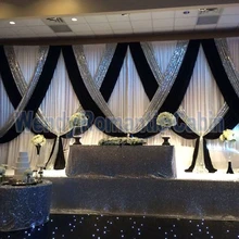 3 м x 6 м черный и белый свадебный фон с серебряными блестками сцена swag Свадебные украшения