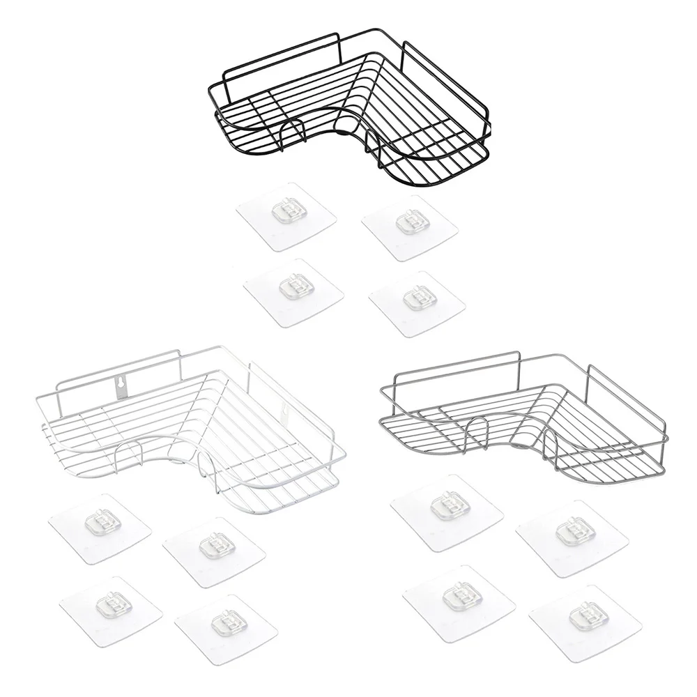 1 шт., угловой каркас для ванной комнаты, установка для ванной, железный кухонный стеллаж, угловой штатив с 2 прозрачный крючок