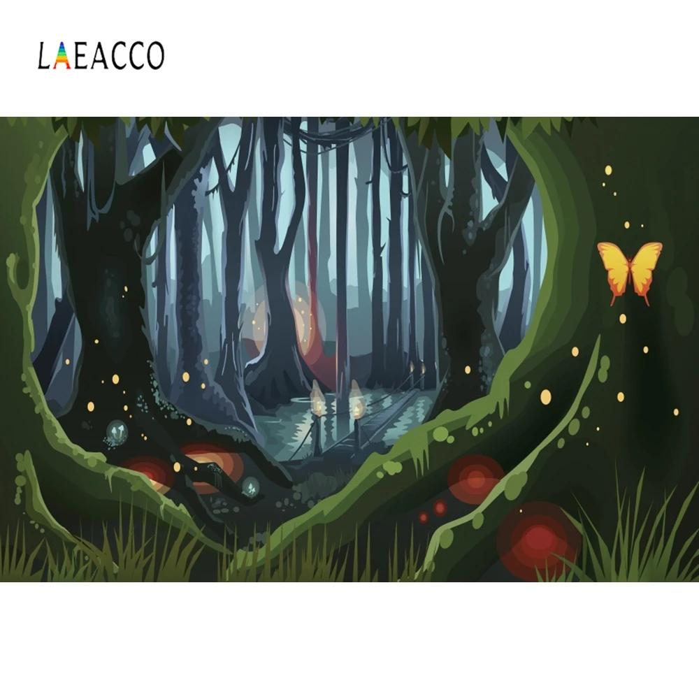 

Laeacco Dreamy Jungle Forest Strange Tree Fairy Tale Photography Background Customized Photographic Backdrop For Photo Studio