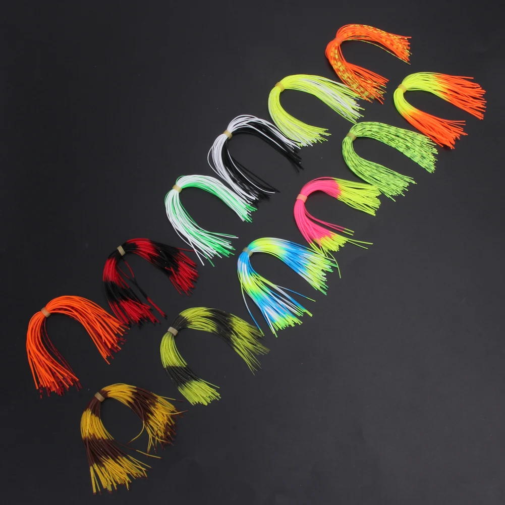 12 Bundles Silicone Soft Fish Lures Legs Barred Flake Squid Lure Thread Carp Artificial Fishing