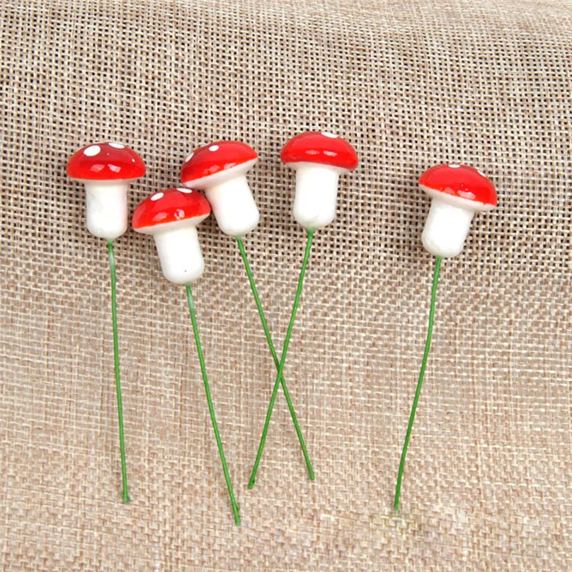 50Pcs Mini Red Mushroom Garden Bonsai Dotted Small Potted DIY Toy House Landscape Bonsai Plant Garden Decoration #3J18 (8)