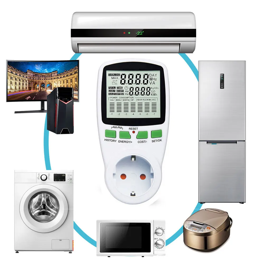 

Digital LCD Intelligent AC Power Meter Wattmeter Billing Socket Energy Meter KWh Voltage Current Frequency Electricity Monitor