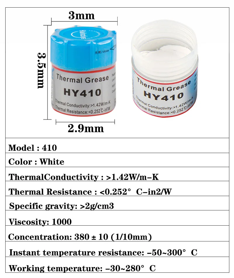 HEITIGN Pâte Thermique, Graisse Silicone Pâte Thermique Conductrice  12.8W/mk Microsphère de Carbone Multi-Usage pour Appareils Electriques