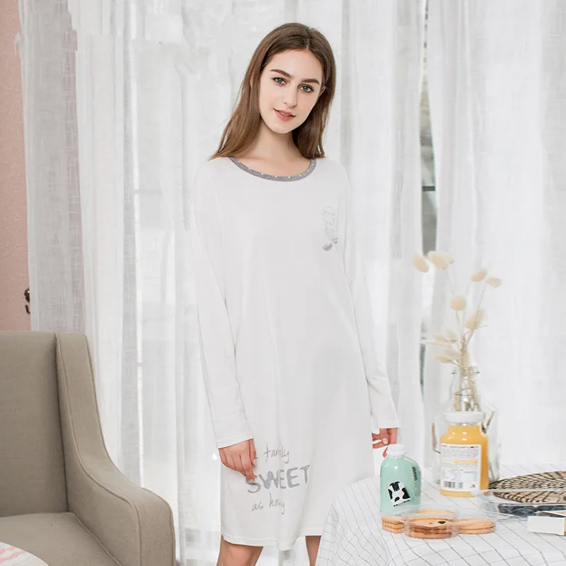 Summer Women Comfortable Night Gown Nightgown Sleep Lounge Dress Solid